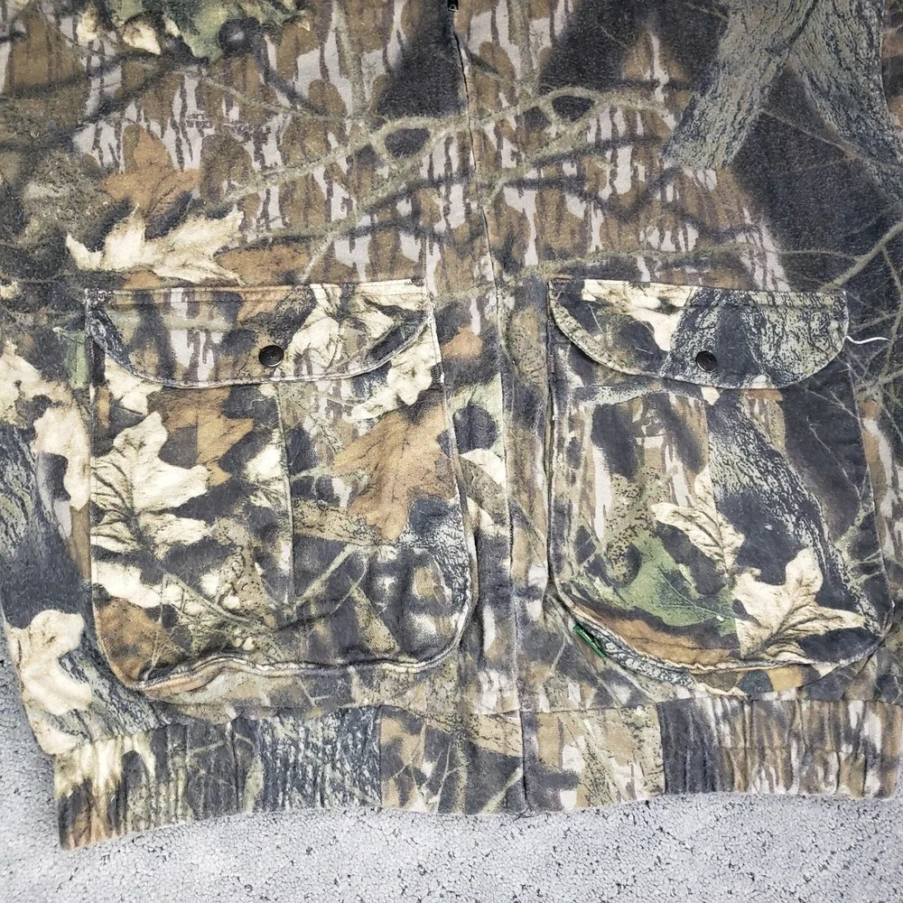 VTG Mossy Oak Jacket Mens XL Camo Zip Up Mock Neck Hunting Pockets Made in USA